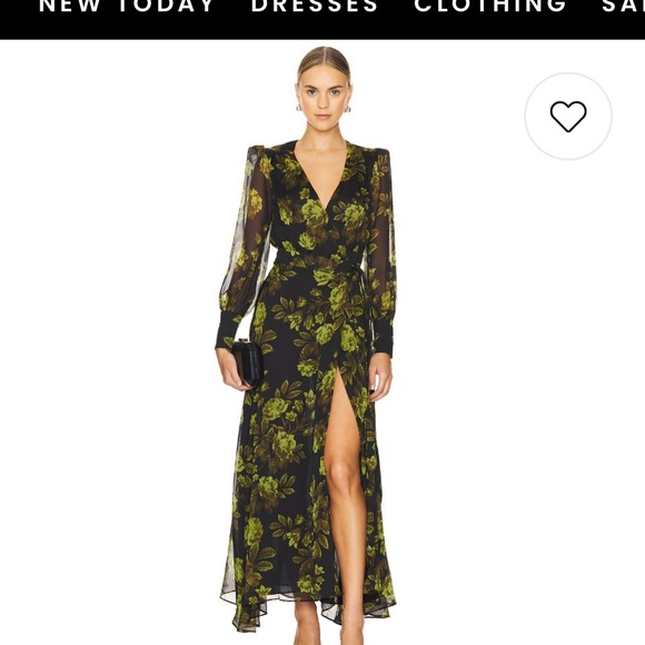 Bardot Dresses & Skirts - Bardot Lucianna Maxi Wrap Dress - Black and Green Floral. Still on Revolve!